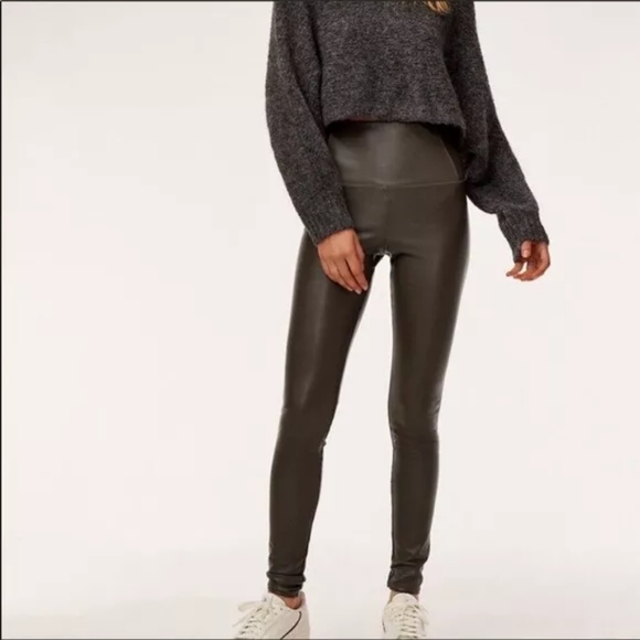 JOE FRESH - NWOT Black Vegan Leather / Latex High Waisted Skinny Leggings Size L - Picture 7 of 10